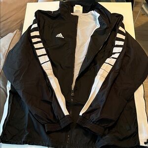 Adidas Men's Black and White Windbreaker